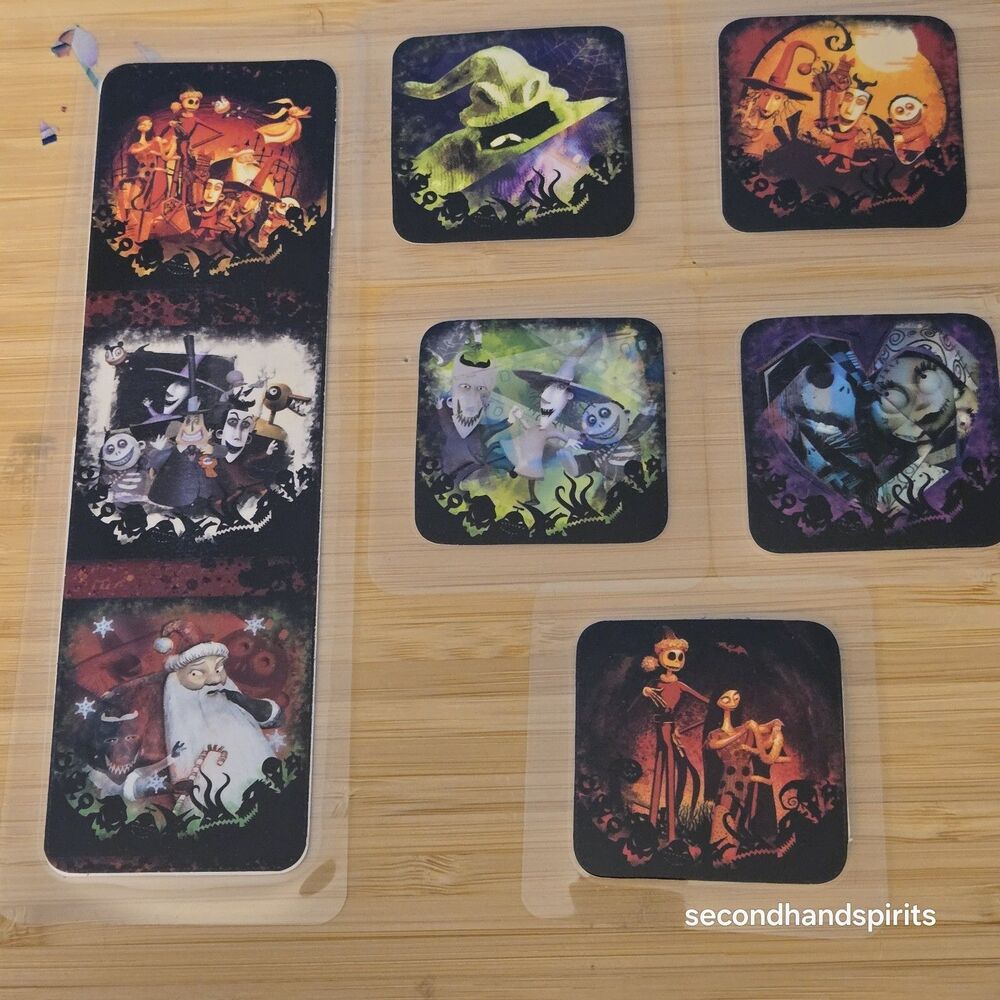 Nightmare Before Christmas 2x3 Magnet Set (5) & Matching Bookmark Halloween Gift